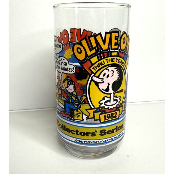 1982 Popeyes Fried Chicken Olive Oyl 1Thru The Years 919-1982 Glass 16 Oz. - Picture 1 of 5